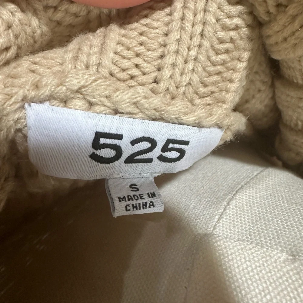 525 America Ivory Sweater Dress Turtleneck Fisherman style small Anthropologie